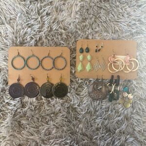 SET / LOT of 13 assorted Y2K costume jewelry hanging dangling earrings colorful